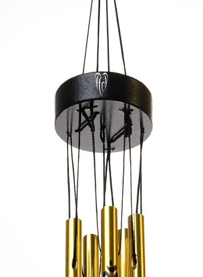 TEJ GIFTS Feng Shui Metal Wind Chime with Om Printed 5 Pipes for Positive Energy, Decorative Outdoor/Indoor Hanging Bells, Good Luck Chimes for Home/Balcony Decoration (Golden Small) - Image 4